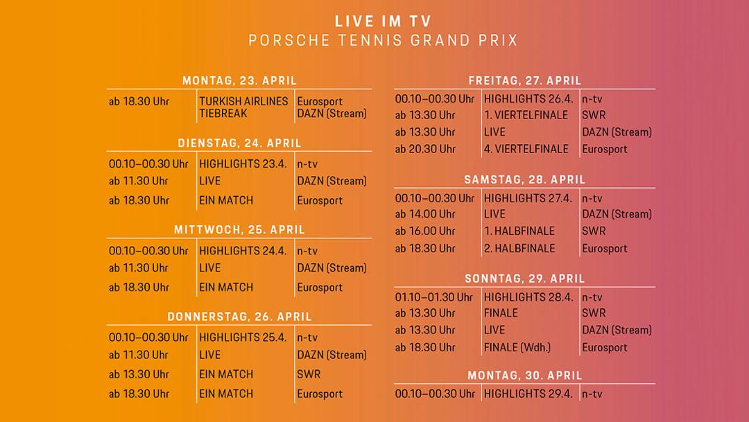 Live im TV, Porsche Tennis Grand Prix, 2018, Porsche AG